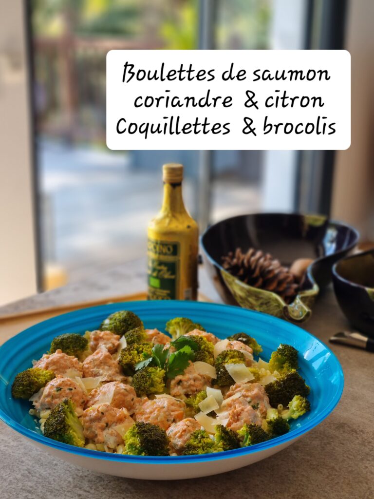 Boulettes saumon coquillettes brocolis