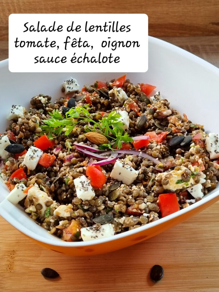 Salade de lentilles tomate feta oignon