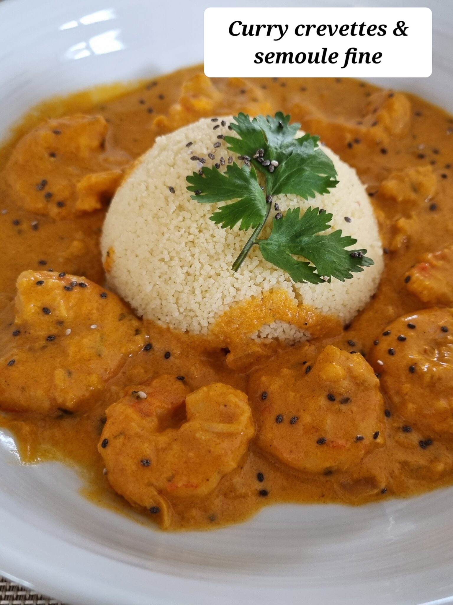 Curry crevettes semoule